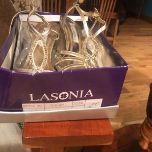 Lasonoa Rhinestone Wedding wedges size 8.5